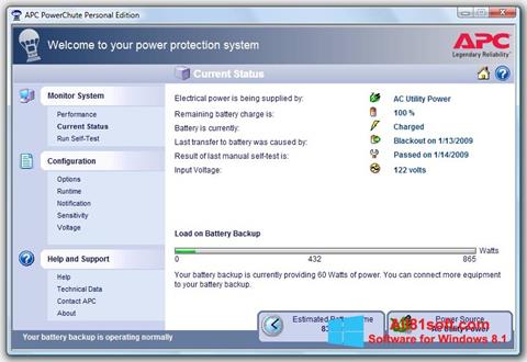 Screenshot PowerChute Personal Edition Windows 8.1